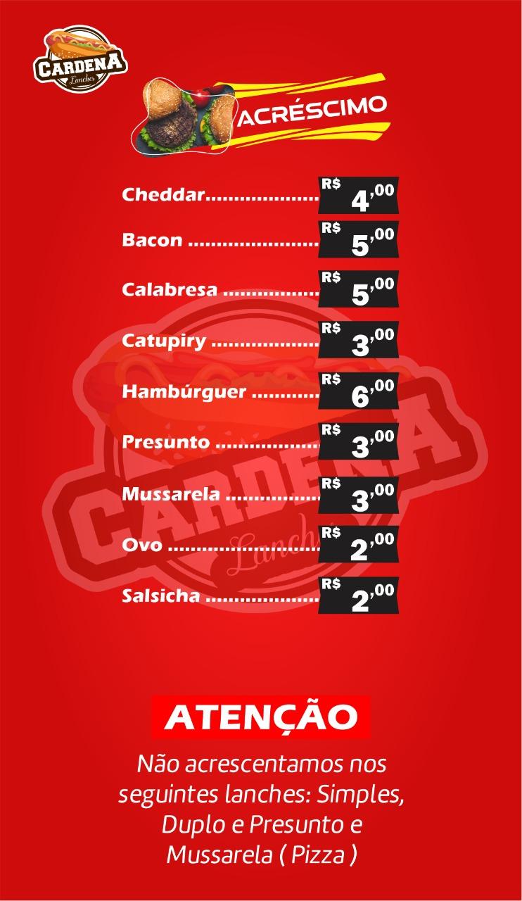 Cardena Lanches cardápio