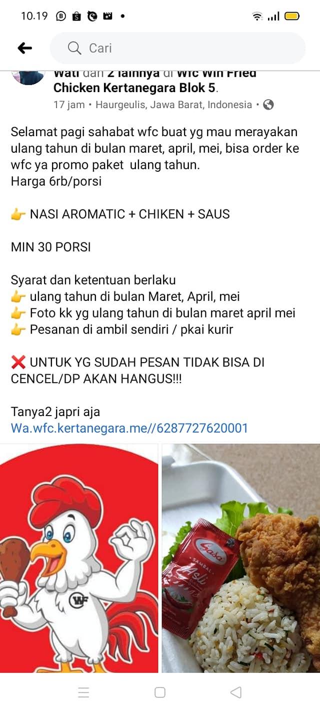 Carta del restaurante Wfc Win Fried Chicken Kertanegara Blok 5, Haurgeulis