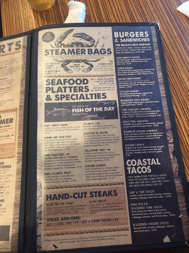 Menu at Chix on the Beach pub & bar, Virginia Beach