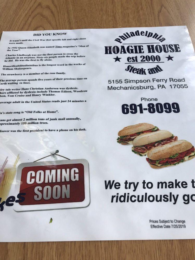 Carta de parrilla Philadelphia Steak & Hoagie House, Mechanicsburg