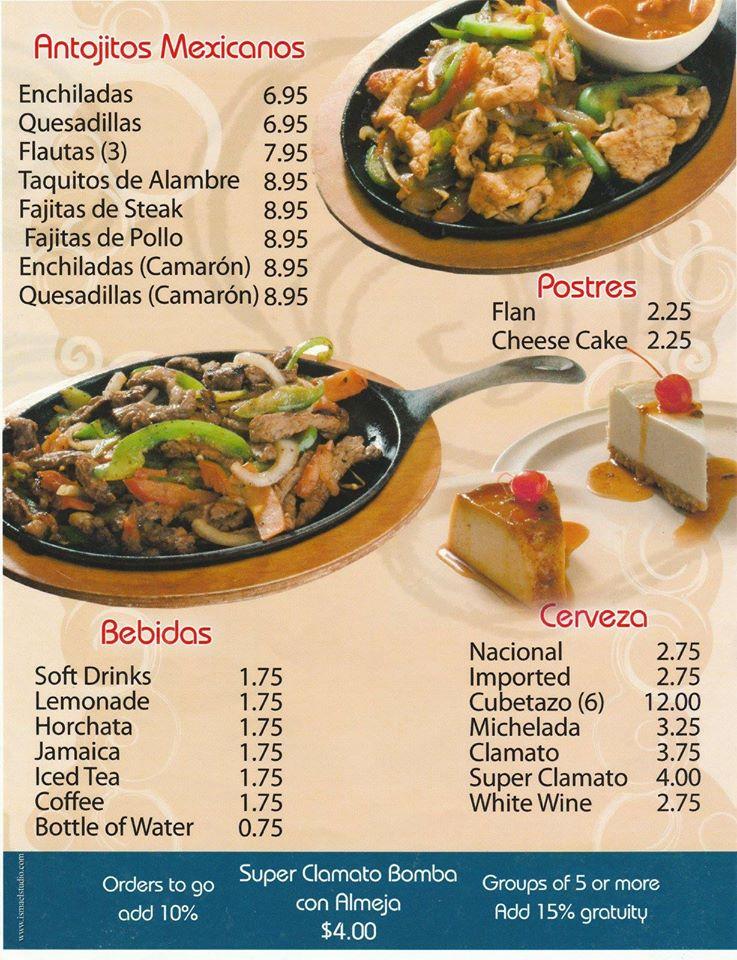 Menu at Señor Fish restaurant, El Paso, Viscount Blvd 1A