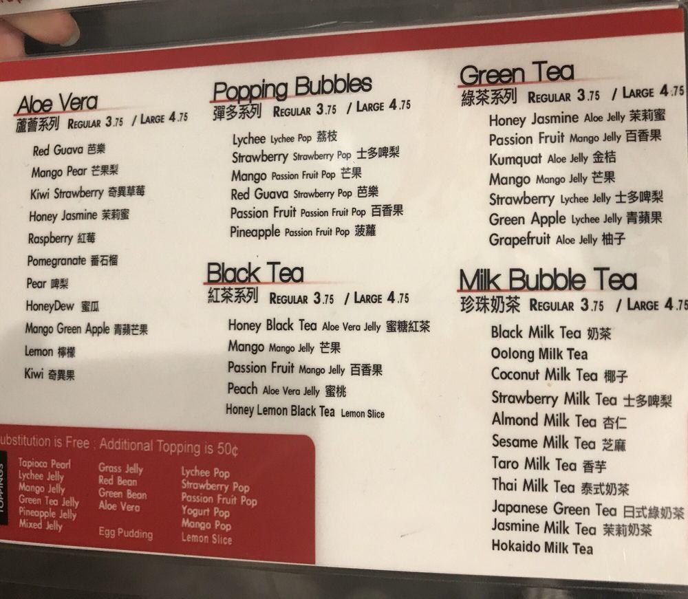 Menu at Tea Do pub & bar, Boston