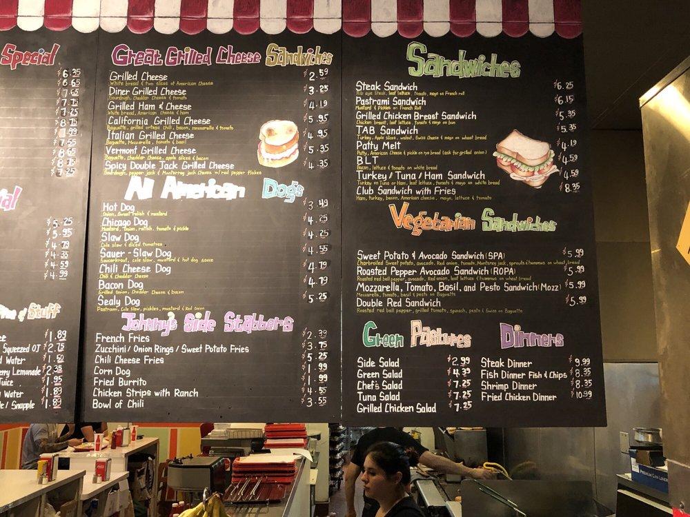 Menu at Johnny's Burgers restaurant, Riverside, Riverside Plaza Dr