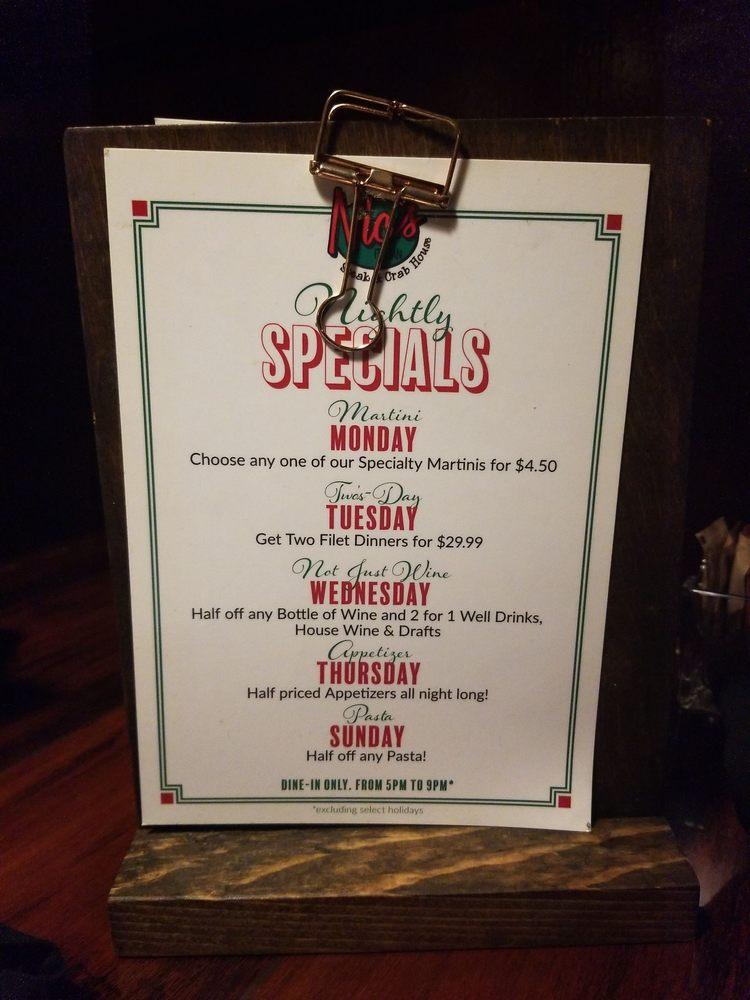 Menu at Nic's Italian Steak & Crab House restaurant, Cottonwood