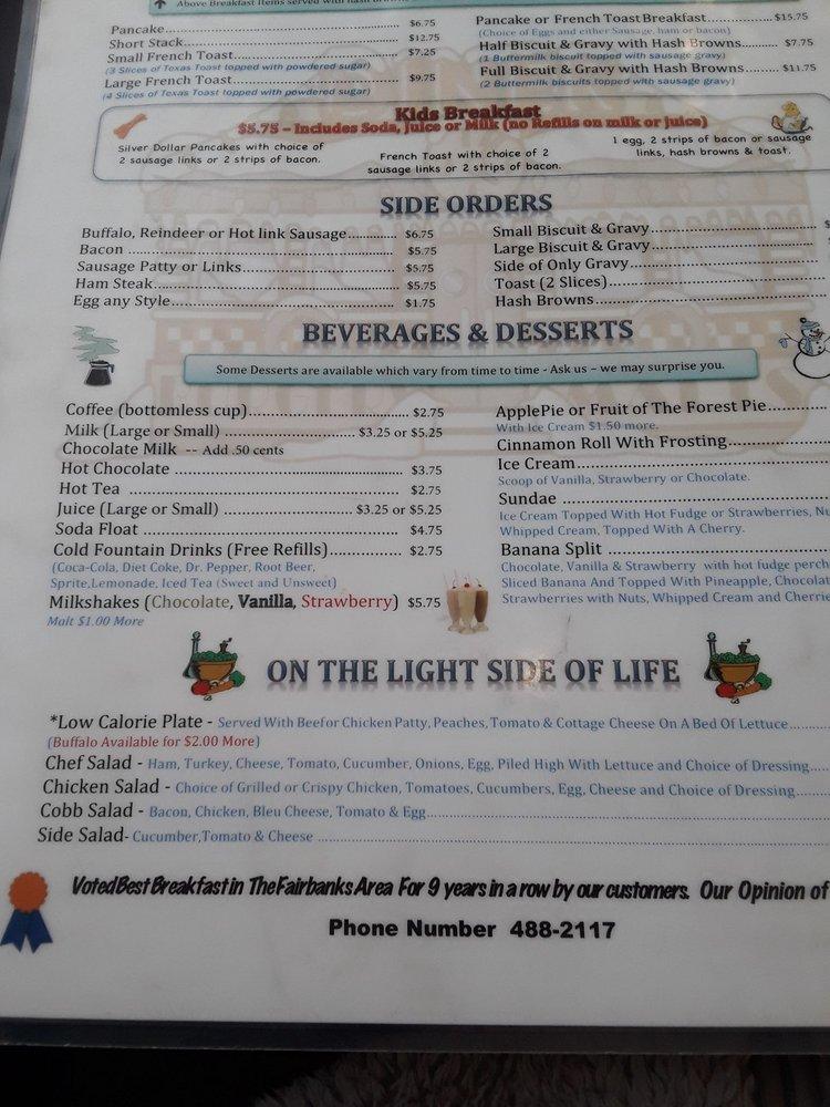Menu at Little Richard's Family Diner restaurant, North Pole
