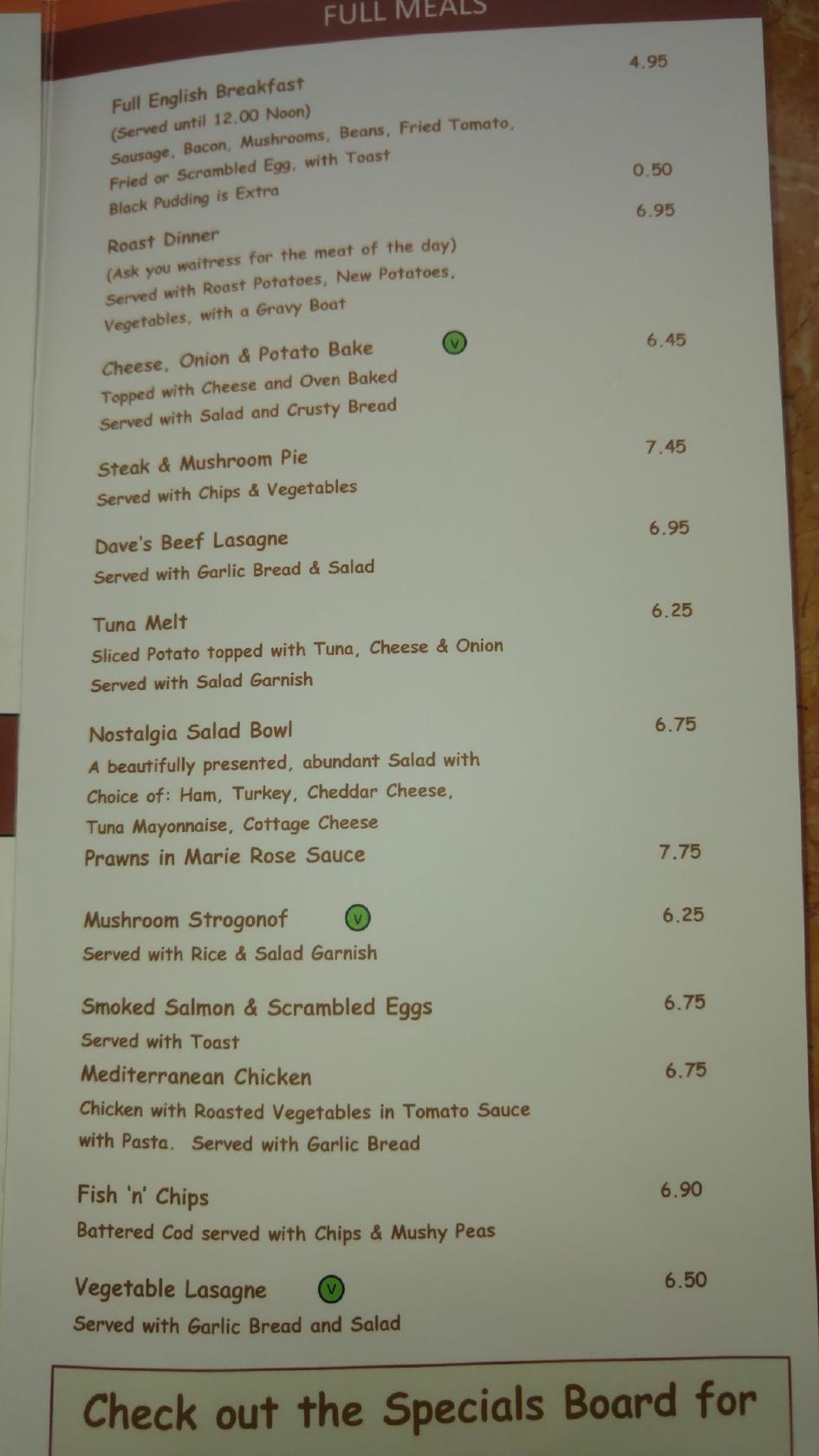 Menu at Nostalgia Tea Rooms cafe, Southport