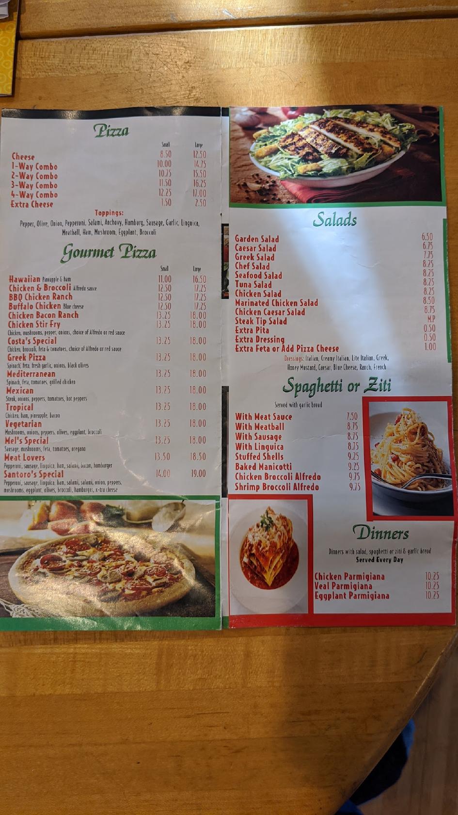 Menu at Santoros Pizza & Subs pizzeria, Wareham