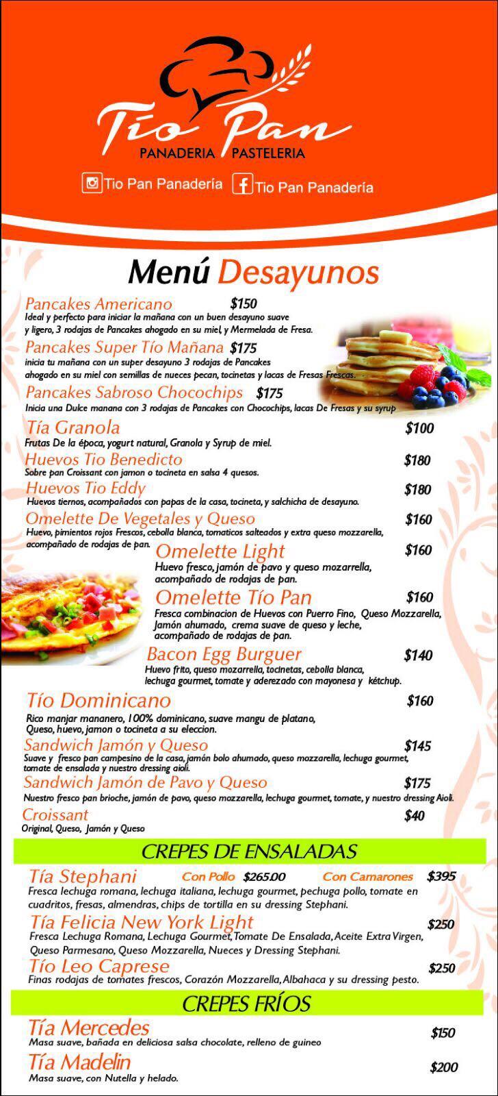 Carta de Tio Pan Restaurante, Puerto Plata