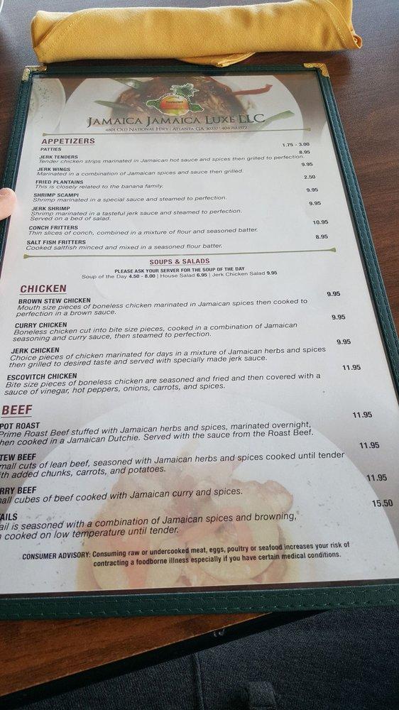 Menu at Jamaica Jamaica Luxe restaurant, College Park, Old National Hwy