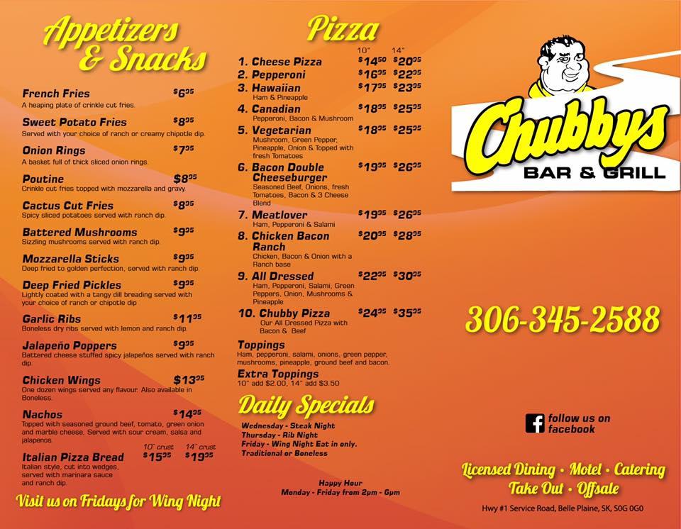 Menu At Chubby S Bar And Grill Belle Plaine