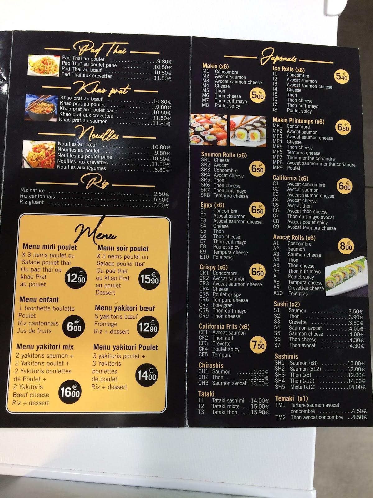 Menu de BANH THAI
