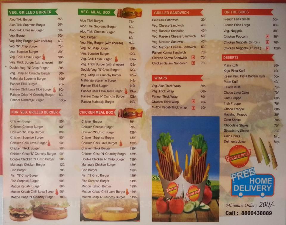 Burger Point menu