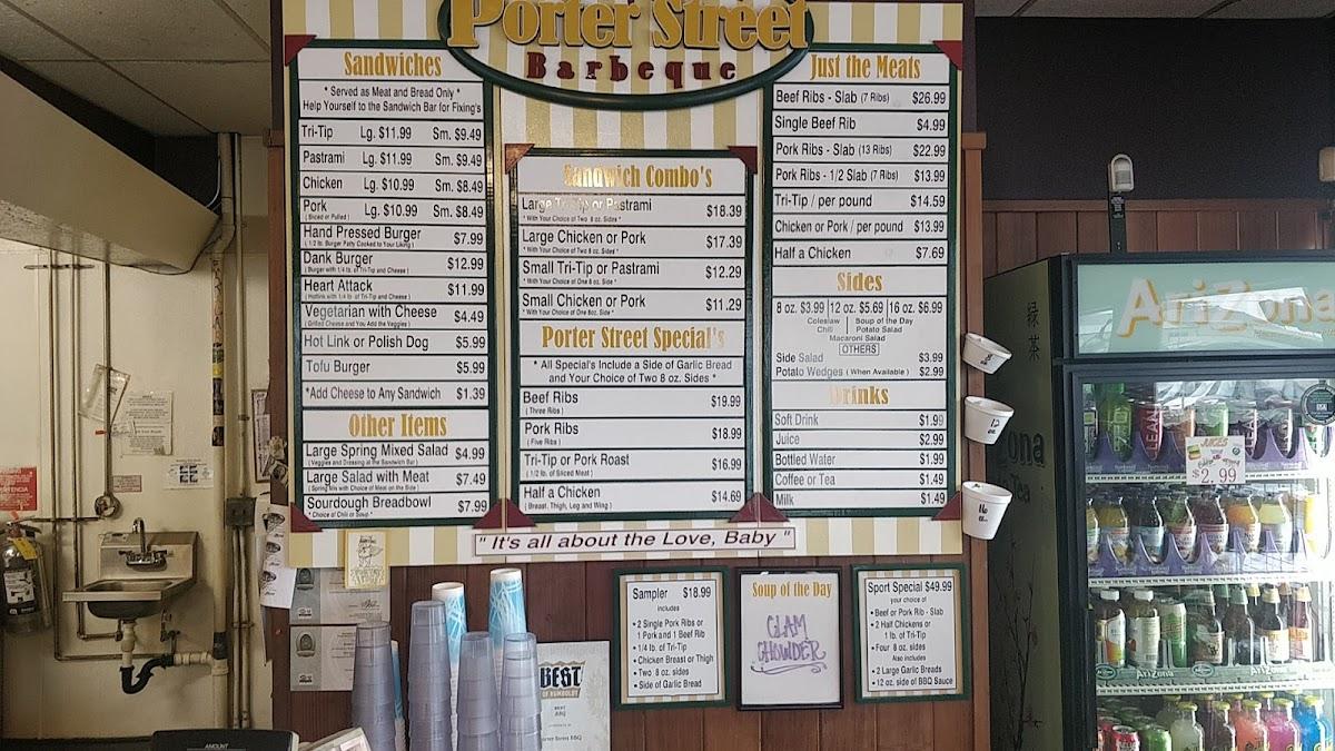 Menu at Porter Street BBQ of Eureka, Eureka