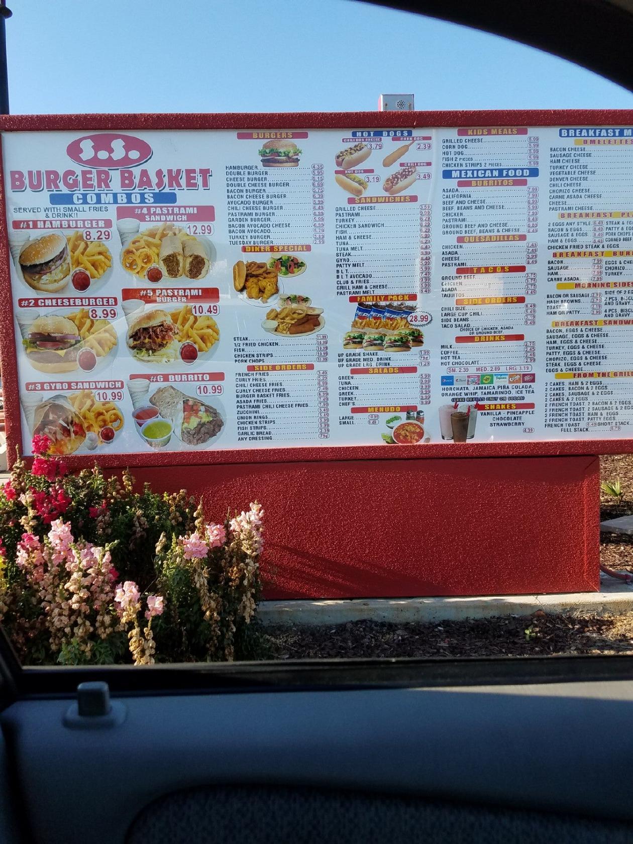 Menu at S S Burger Basket restaurant, Lake Elsinore