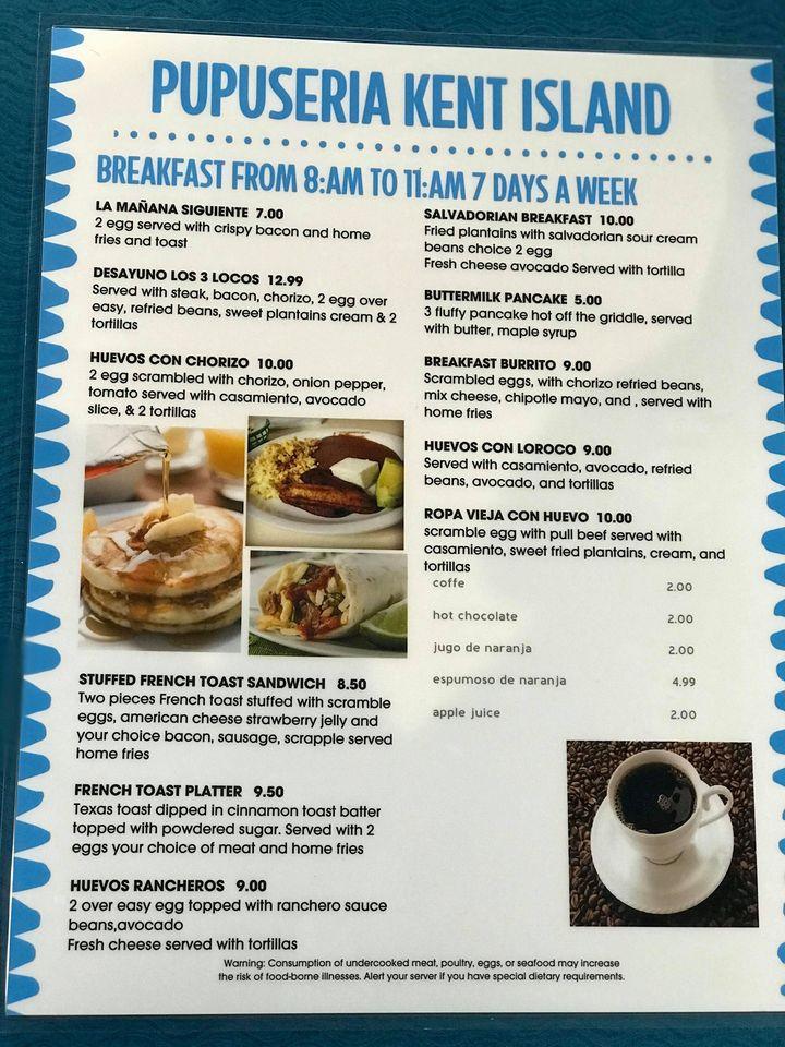 Menu at Pupuseria Kent Island restaurant, Stevensville