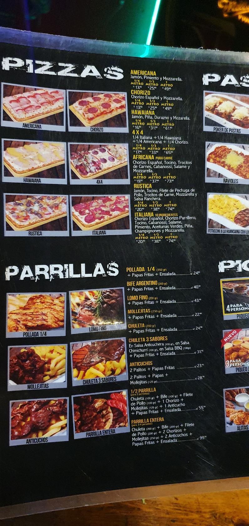 Carta del restaurante Rustica, Trujillo, Av. Larco 699 URB