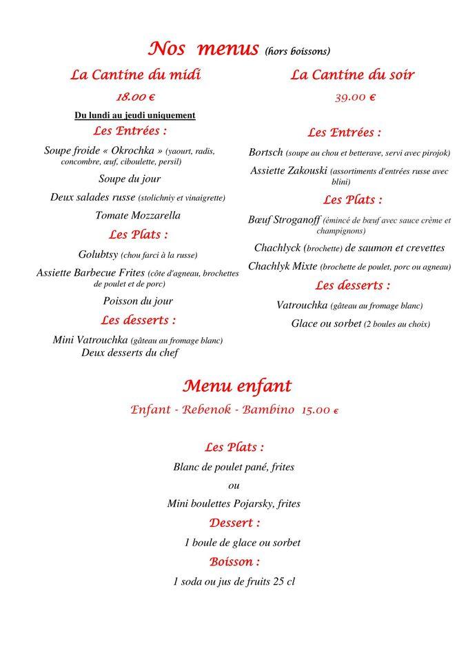 Menu de Les Poupées Russes