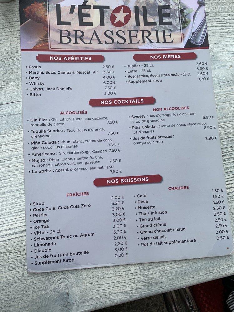 Menu au Brasserie de l'Etoile restaurant, BuislesBaronnies