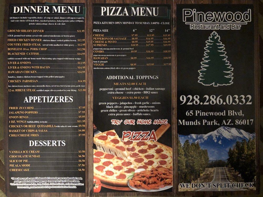 Menu at Pinewood Bar & Grill, Munds Park