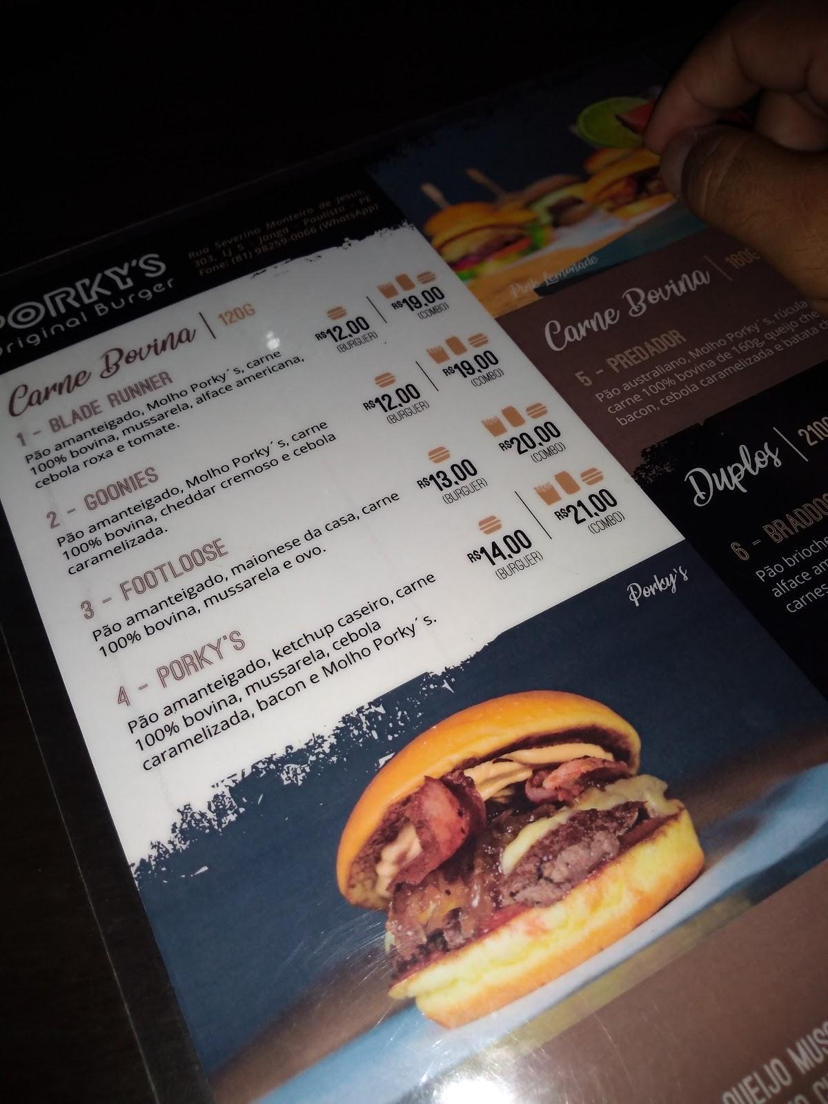 Menu em Porky´s Original Burger restaurante, Paulista