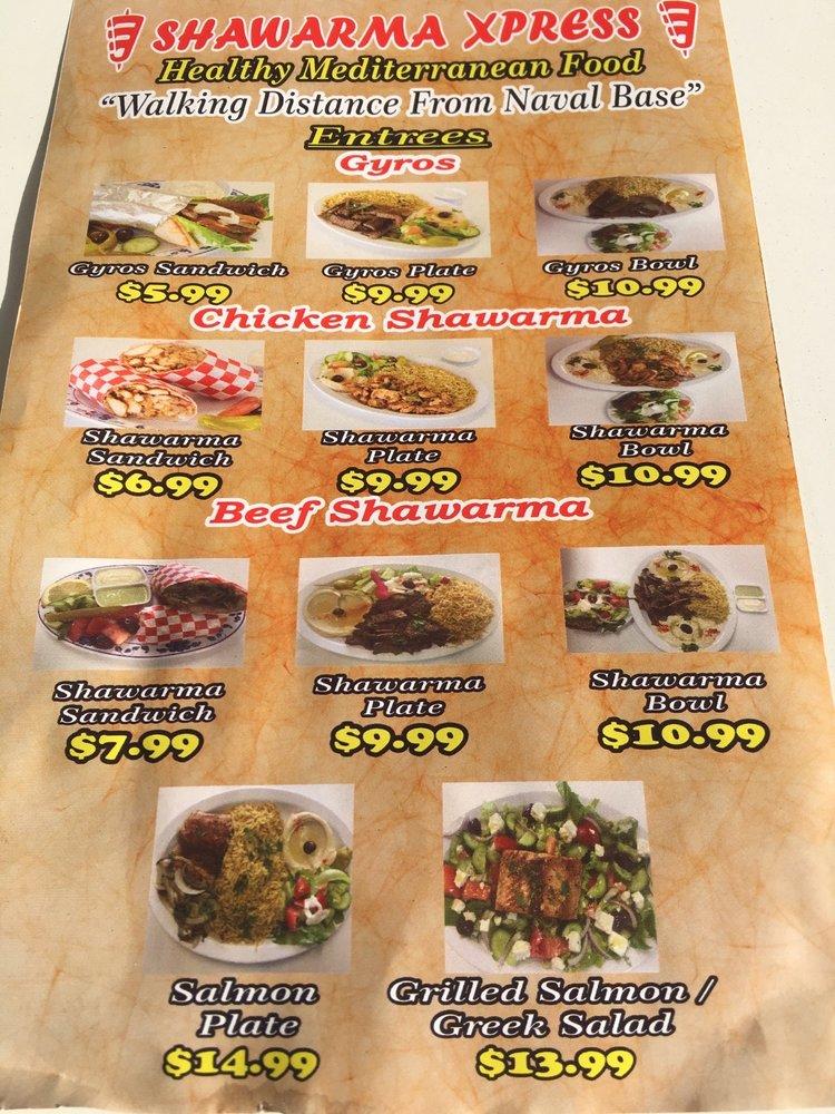 Menu At Shawarma Express Restaurant San Diego