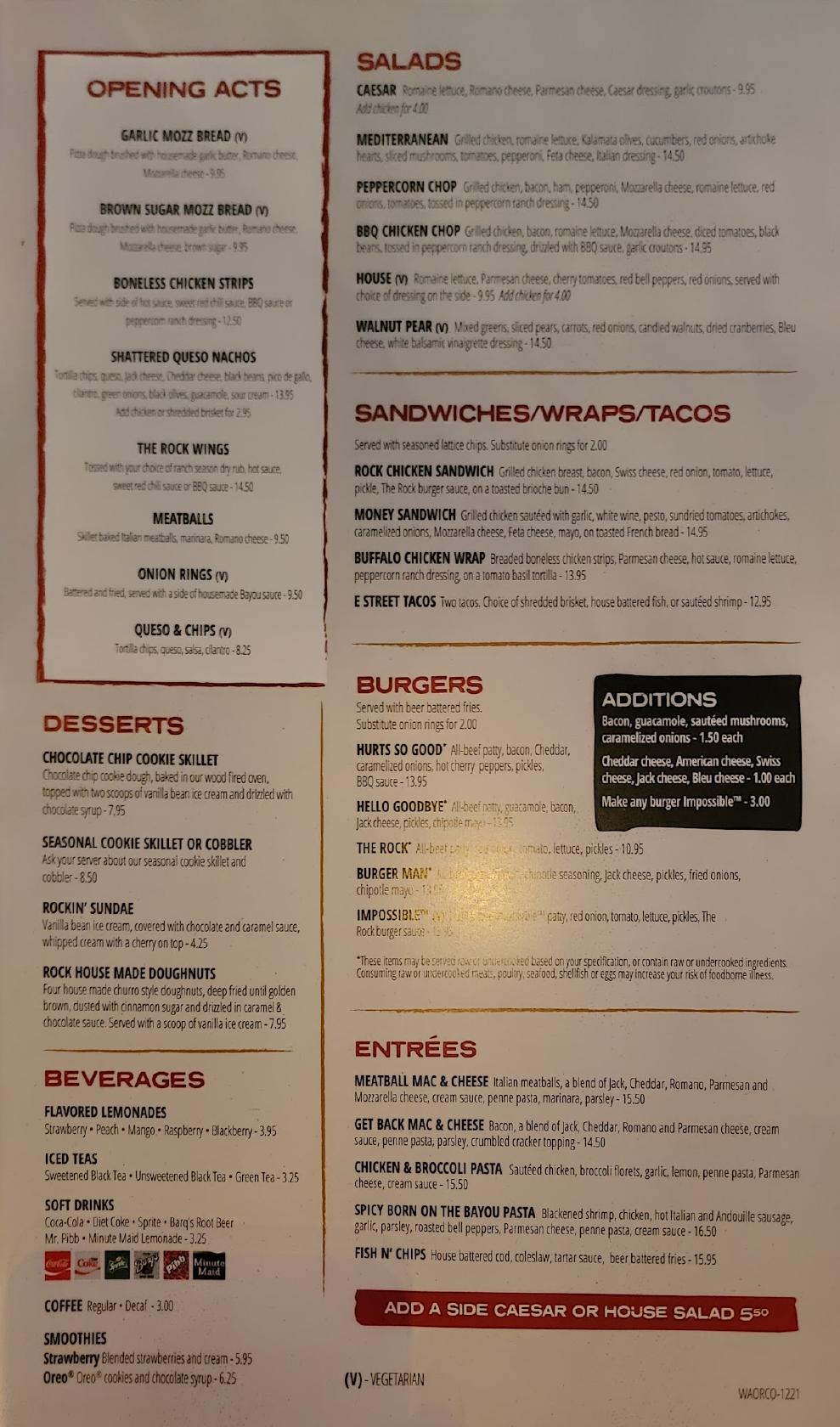 THE ROCK WOOD FIRED PIZZA, Covington - Menu, Prices & Restaurant