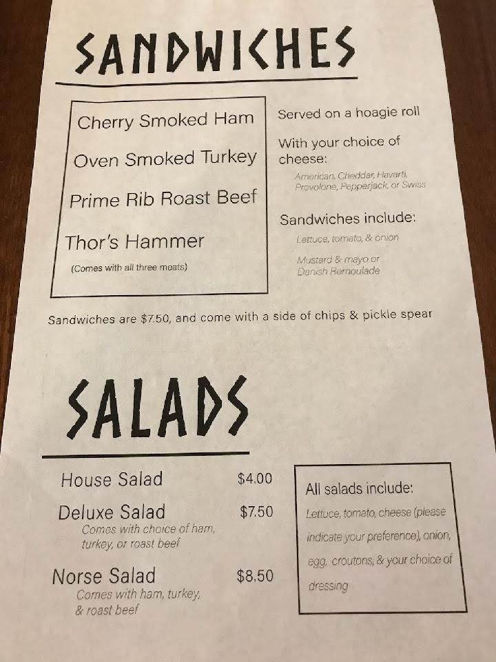 Menu at The Norse Horse Tavern pub & bar, Elk Horn