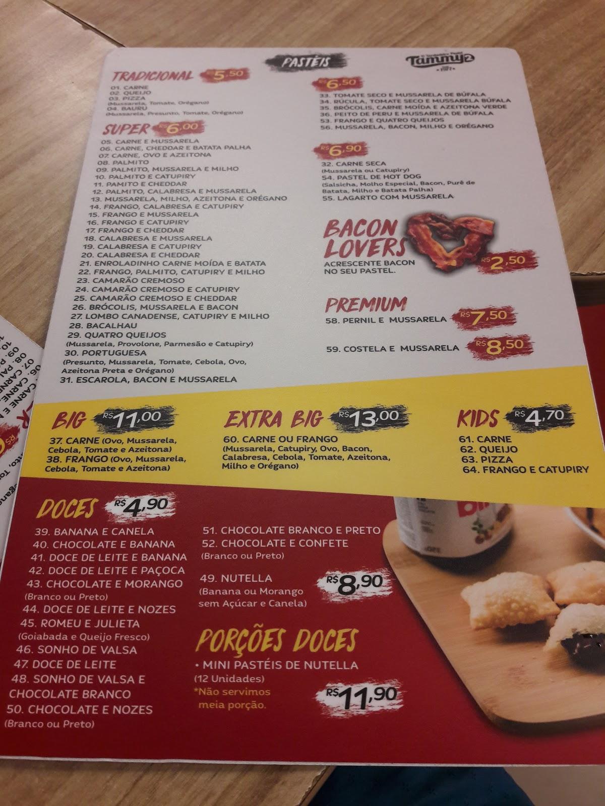 Tammy Pastelaria - J. Mesquita cardápio