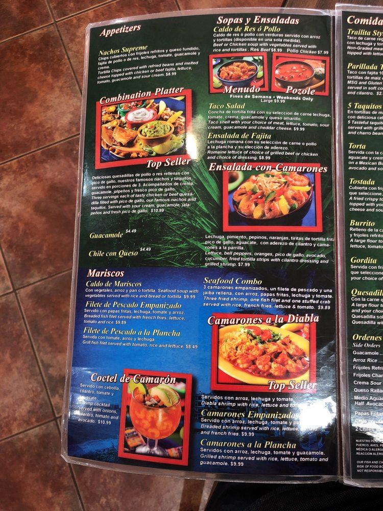 Menu at Taquerias Arandas restaurant, Houston, 920 Uvalde Rd