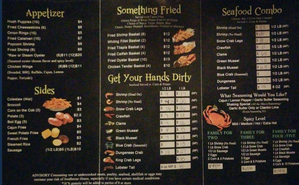 Menu At Yami Crab Seafood Bar Mcdonough