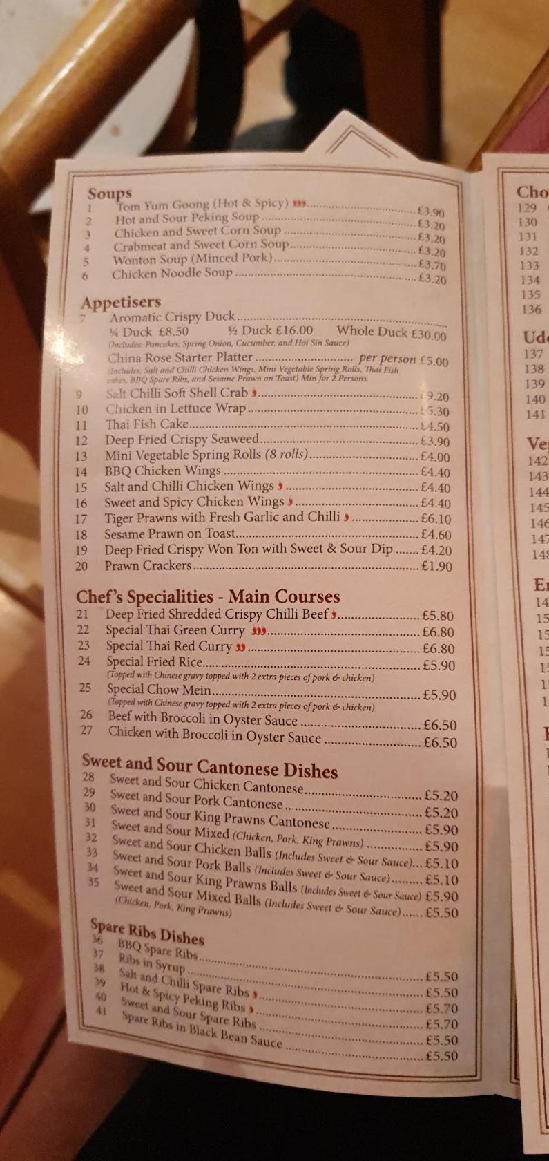 Menu at China Rose restaurant, Mablethorpe, 34 High St