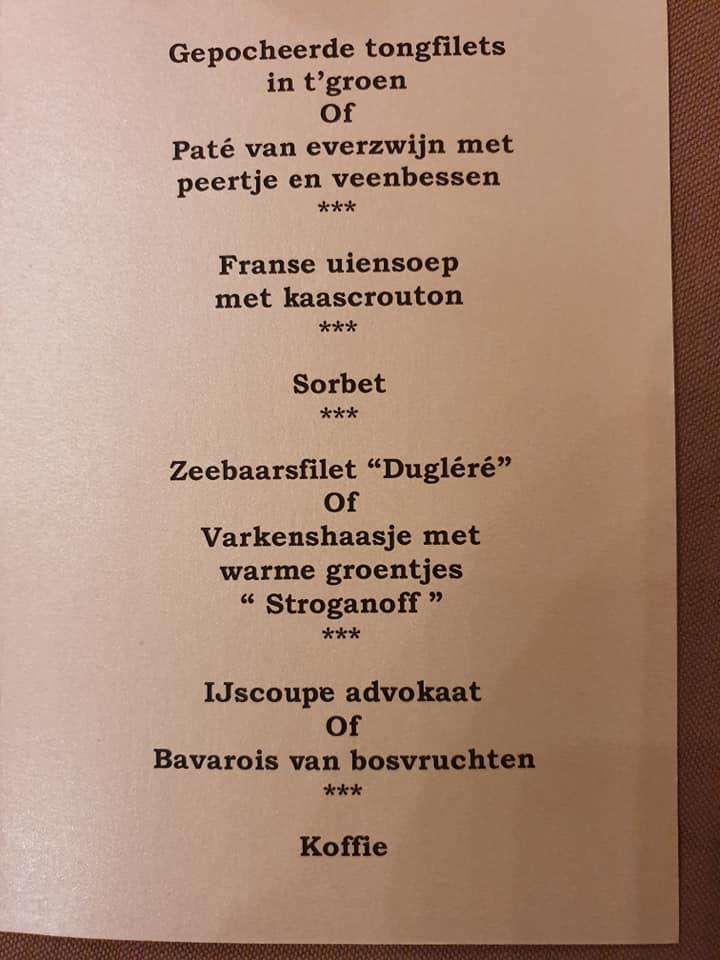 Menu at Cuvee Hoeve, Brecht