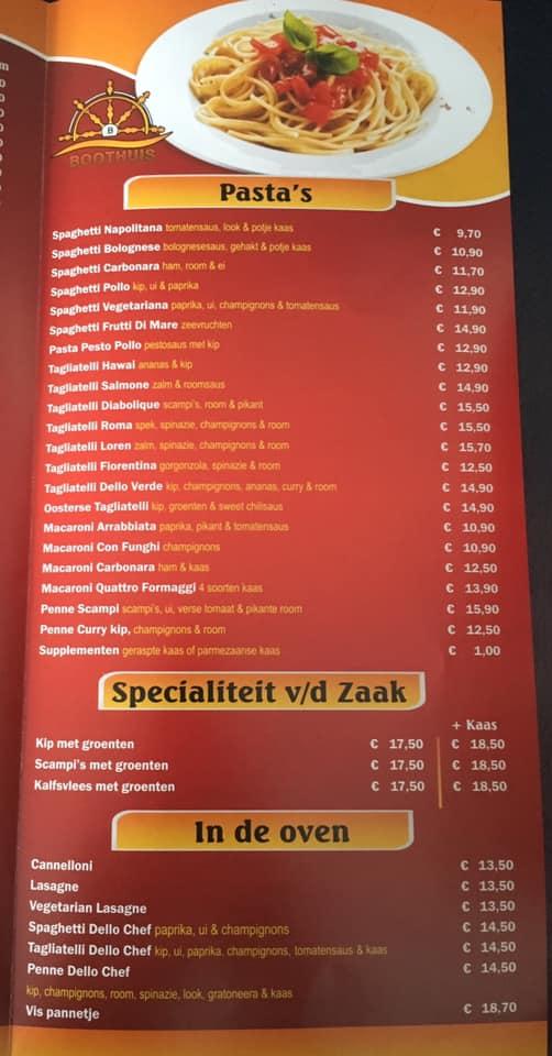 Menu at Boothuis, Turnhout