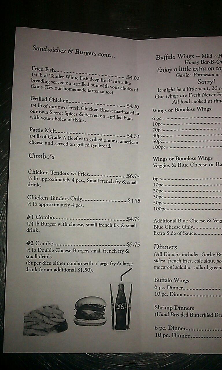 Menu at Heavenly Wings restaurant, Vero Beach