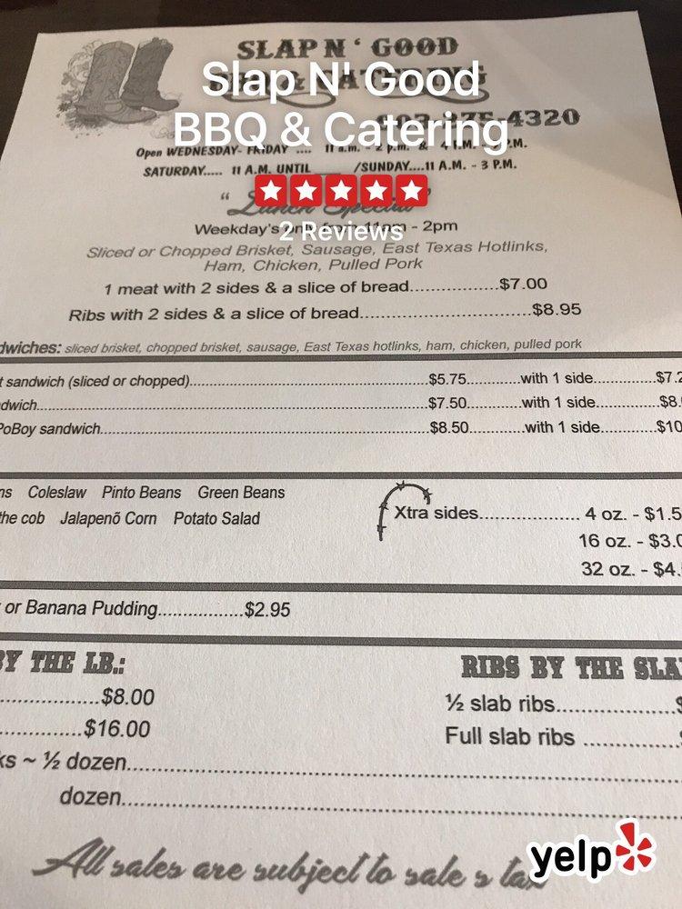 Carta de Slap N' Good BBQ & Catering, Kemp