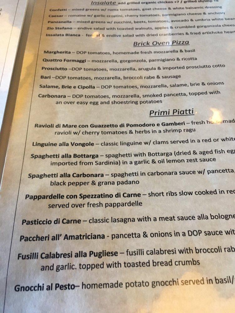 Menu at Confetti Ristorante & Vinoteca pub & bar, Piermont