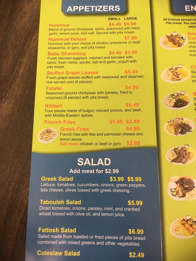 Menu at Green Corner Restaurant, Mesa