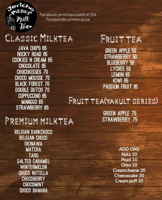 Menu at Jericho Pizza pizzeria, Valenzuela, que grande ugong