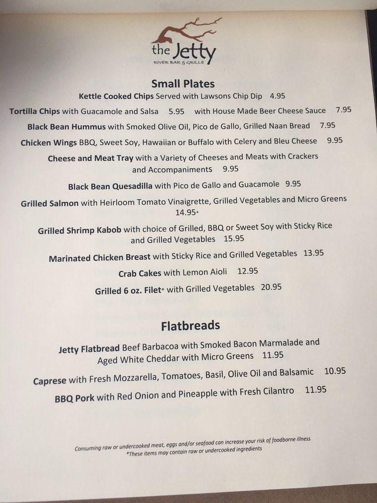 Menu at The Jetty restaurant, Cuyahoga Falls