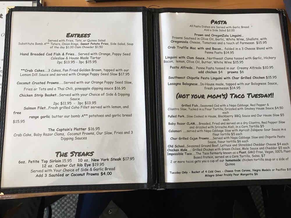 Menu at Oar House Bar & Grill, Pacific City