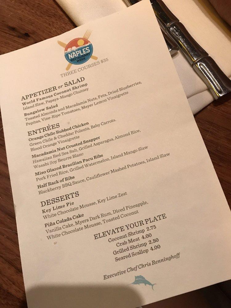 Menu At Tommy Bahama Restaurant, Bar & Store, Naples