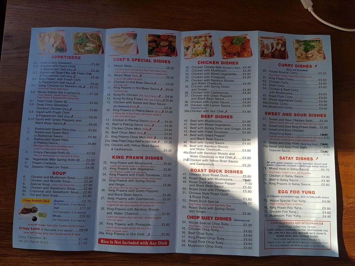 Menu at V & V Chinese Takeaway fast food, Hertford