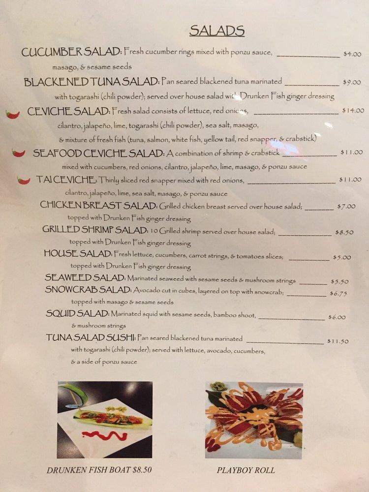 Menu at Drunken Fish Baton Rouge, LA restaurant, Baton Rouge