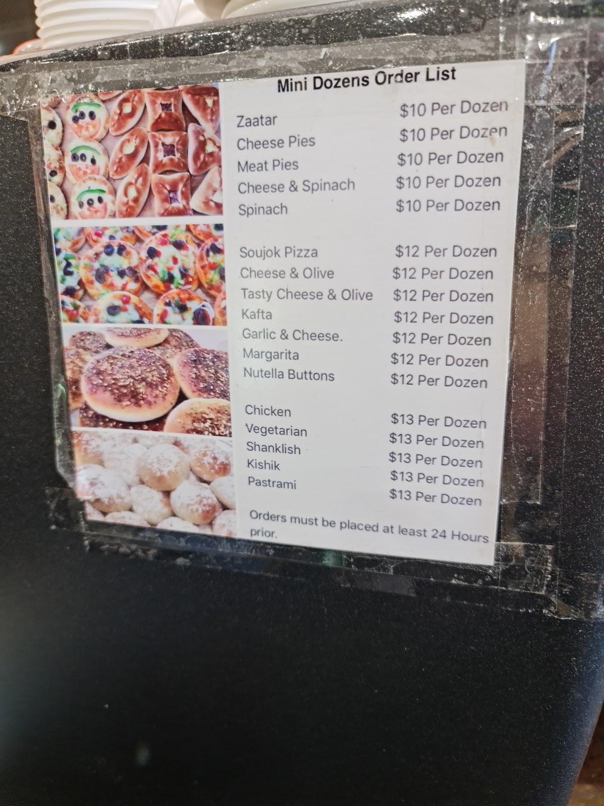 Menu at Tabets Bakery, Mill Park