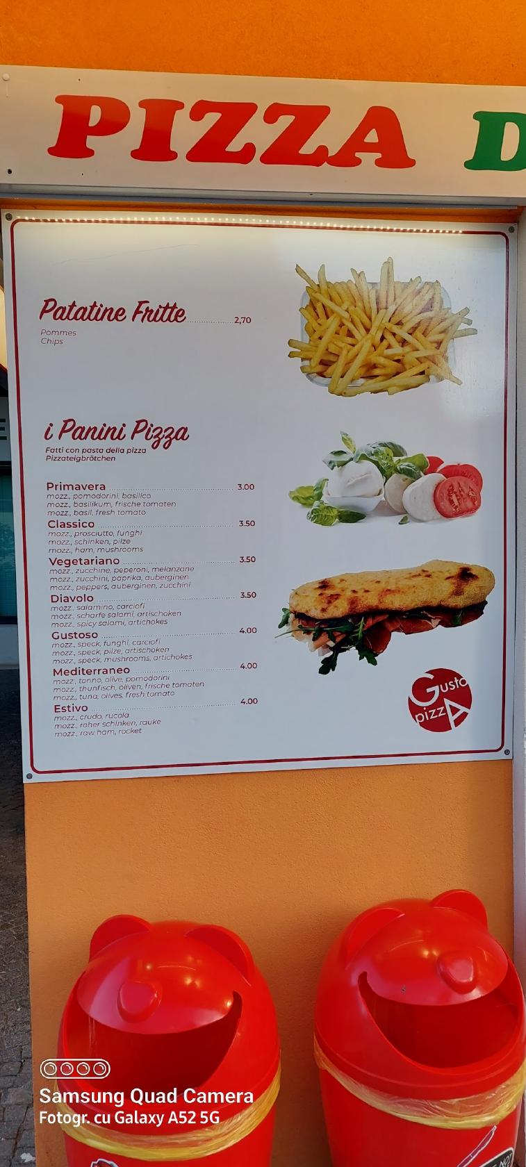 Menu Da Gusto Pizza Pizzeria Bibione Pineda