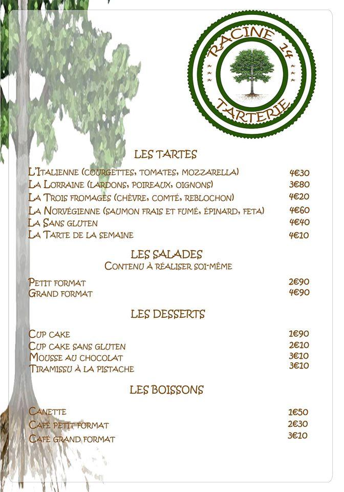 Menu de Sarl Racine 14