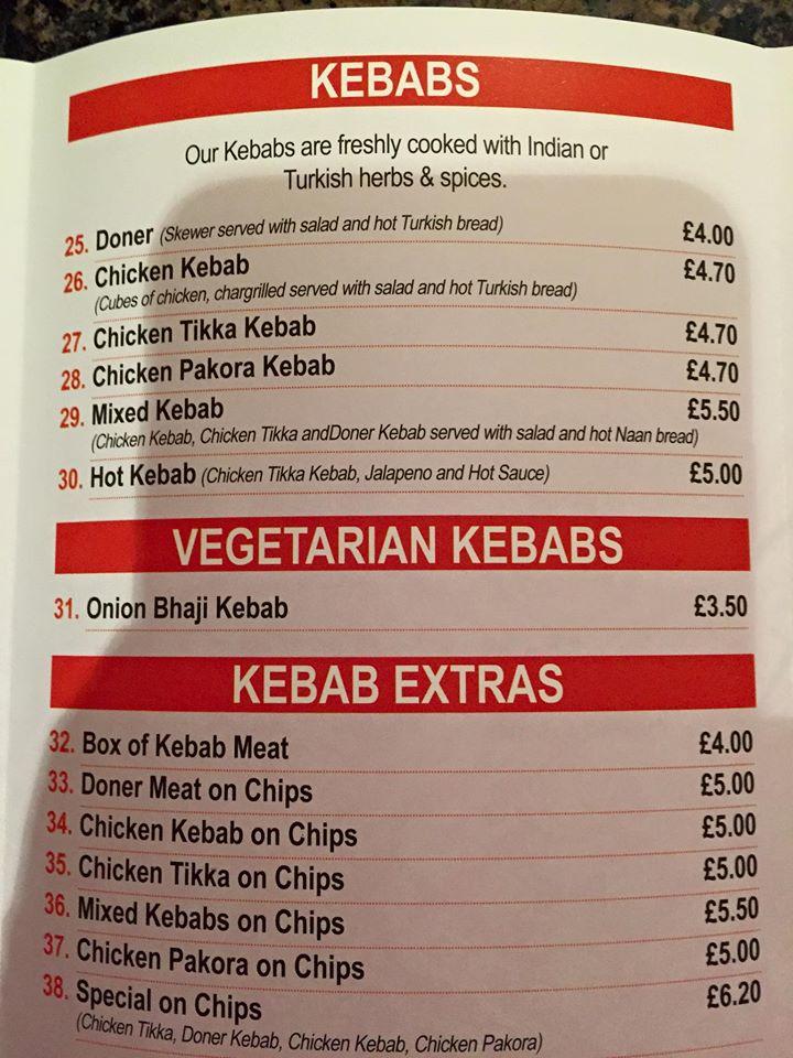 Menu at Chilli Kebab pizzeria, Lurgan