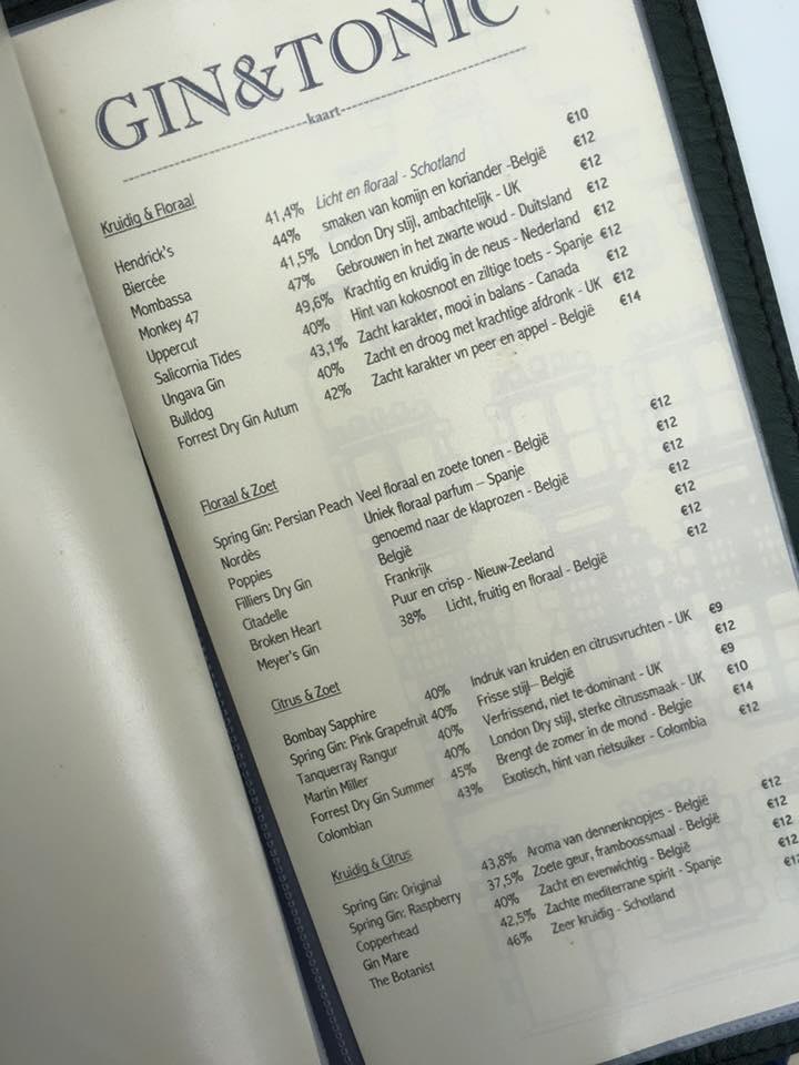 Menu at De Grill Restaurant, Ghent, Korenlei 23