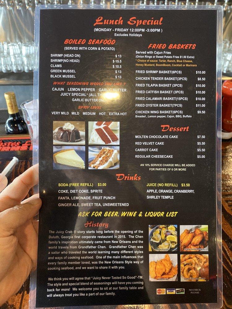 Menu at The Juicy Crab restaurant, Pembroke Pines