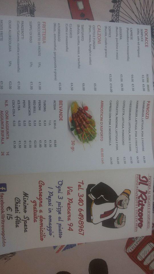 Menu di Pizzeria Il Ritrovo 